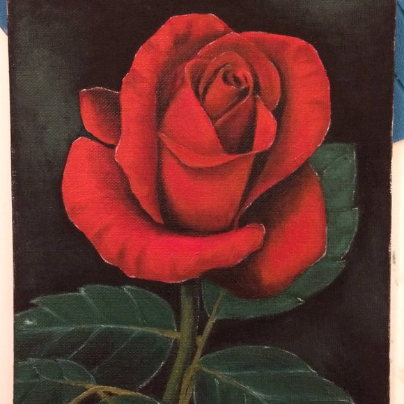 SOLD! Rose Oil Painting - Picture 1 of 2